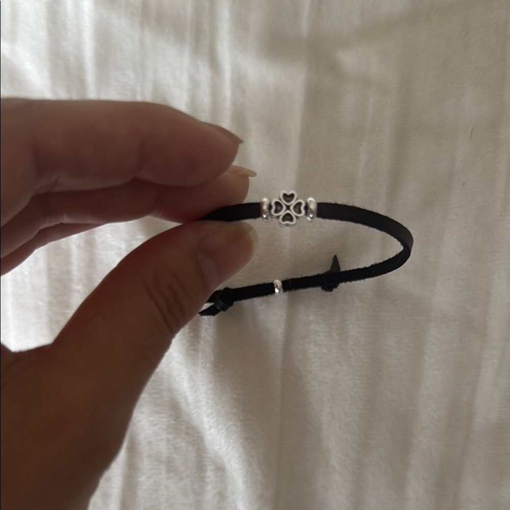 Black Bracelet with Silver Accents